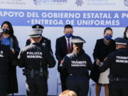 ENTREGA AYUNTAMIENTO DE SAN ANDRÉS CHOLULA UNIFORMES DONADOS POR GOBIERNO DEL ESTADO A POLICÍAS MUNICIPALES