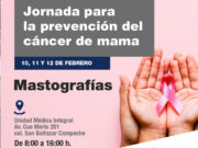 Se realizarán del 10 al 12 de febrero mastografías gratuitas.