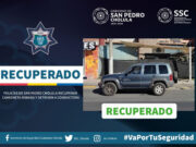 POLICÍAS DE SAN PEDRO CHOLULA RECUPERAN CAMIONETA ROBADA Y DETIENEN A CONDUCTORA